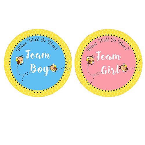 100 Pcs Baby Bee Gender Reveal Sticker Team boy and Team Girl Baby Shower Sticker Labels