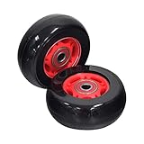 AlveyTech 76 mm x 30 mm Caster Wheels for the Razor Crazy Cart (V7+), Shift (V1+), and the XL (V3+) (Set of 2) (Black Wheel Red Hub) - Replacement Scooter Wheel Parts, Kids Drifting Electric Scooter