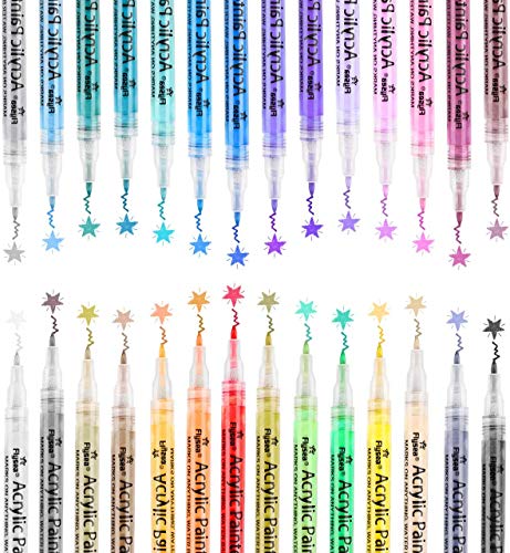 Acrylic Paint Markers Pens Set with 28 Colors Acrylic Paint Pens for Rocks Painting, Fabric, Wood, Canvas, Ceramic, Scrapbooking Supplies, DIY Crafts Making Art Supplies,Quick-Dry Paint Pens
