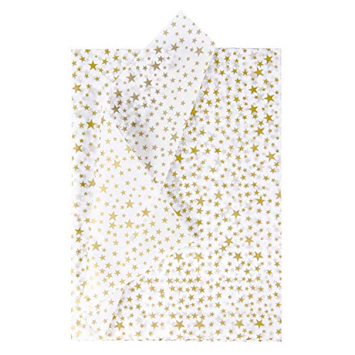 RUSPEPA Gift Wrapping Tissue Paper - Metallic Gold Star Print Tissue Paper Bulk for Gift Wrap, Art Crafts, DIY, Pack Bags - 19.5 x 27.5 inches - 25 Sheets