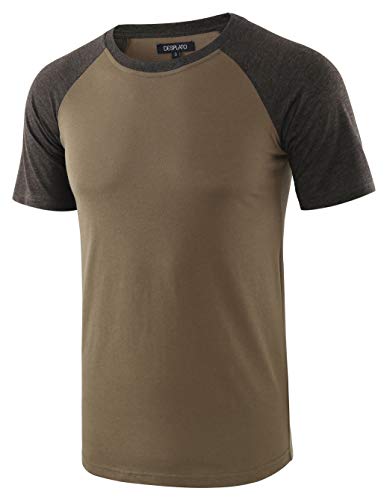 DESPLATO Mens Casual Basic Vintage Active Short Raglan Sleeve Crew Neck Running Hiking T Shirt