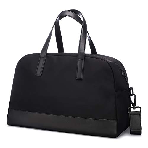 GoPenguin 16" Carry On Overnight Duffel Bag, Travel Tote Weekender with Trolley Sleeve, Black, Water Resistant, 20L