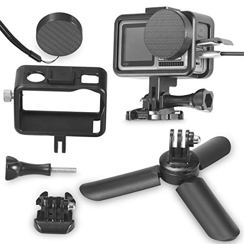 Aboom Metal Frame Accessories Set of 5 for DJI Osmo Action Accessories with Mini Tripod, Housing Cage with Cold Shoe Charging Without Removing