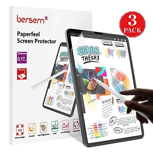 BERSEM[3 PACK]Paperfeel iPad Pro 11 Screen Protector(2020 and 2018 Model), Anti Glare for iPad Pro 11 Paperfeel Screen Protector with Easy Installation Kit Paperfeel PET Flexible Non Glass