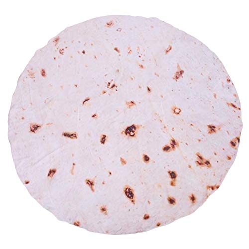 Burritos Wrap Blanket,Flannel Blanket,Super Soft Tortilla Blanket,Food Creations Round Throw Blanket-Diameter 47 inches-Yellow-1