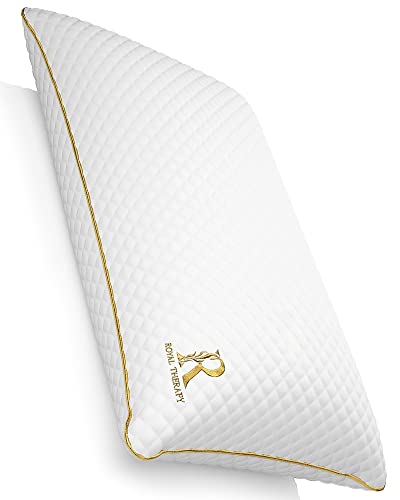 Royal Therapy King Memory Foam Pillow, Neck Pillow Bamboo Adjustable Side Sleeper Pillow for Neck & Shoulder, Support for Back, Stomach, Side Sleepers, Orthopedic Contour Pillow