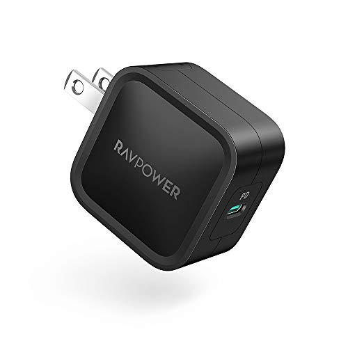 Book Cover USB C Wall Charger, RAVPower 30W PD 3.0 [GaN Tech] Type C Fast Charging Power Delivery Foldable Adapter，Compatible with iPhone 11/ Pro/Max, MacBook Air/Ipad Pro, Galaxy and More (Black)