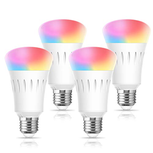 Book Cover Smart LED Light Bulb 60W Equivalent, LOHAS Dimmable LED A19 Daylight Bulbs Multicolored Control, WiFi LED Bulb Work with Alexa, Google Home(No Hub Required), 810LM E26 LED Lights, UL Listed, 4 Pack