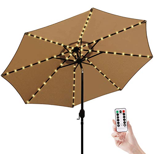 Patio Umbrella Lights Cordless Parasol String Lights with Remote Control 8 Mode 104 LED Umbrella Pole Light Battery Operated Waterproof for 9ft-10ft Umbrella Outdoor Lighting
