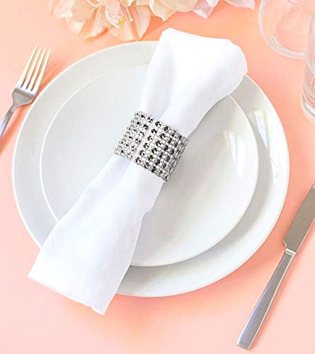 Rhinestone Napkin Rings 100PCS - Gold for Wedding Decorations Birthday Bachelorette Party Banquet Supply Baby Bridal Shower Kitchen Table Dinner- DIY Chairs Sash Bows Tablecloth Cloth Paper Napkins
