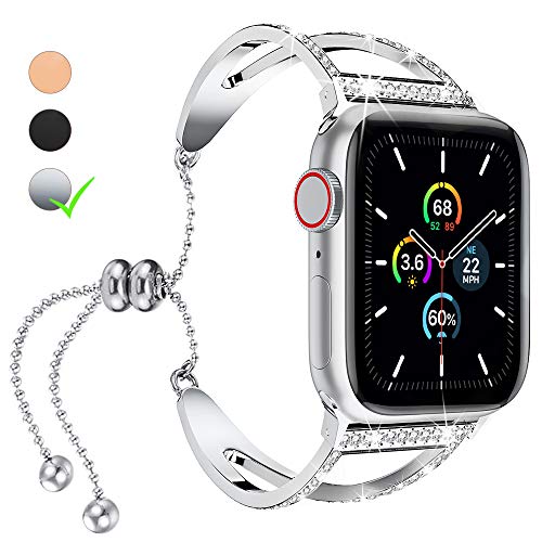 EPULY for Apple Watch Band 38mm 40mm, Adjustable Bling Bangle Wristband with Case for iWatch Series 5/4/3/2/1 for Women