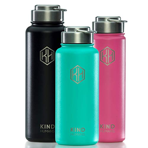 KIND HUMANS Metal Water Bottle Helps Save Our Oceans! Premium Zero Plastic Stainless Steel Water Bottle with A Purpose! The Pink Dolphin (22oz) Insulated Water Bottle Keeps Drinks Hot 12h & Cold 36h!