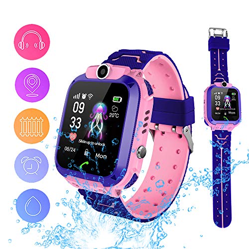 Smart Watch Phone for Kids, Waterproof Smartwatches with Tracker HD Touch Screen for Kids Games SOS Alarm Clock Camera Digital Wrist Watch Smartwatch Christmas Birthday Gifts for 3-12 Boy Girls(Red)