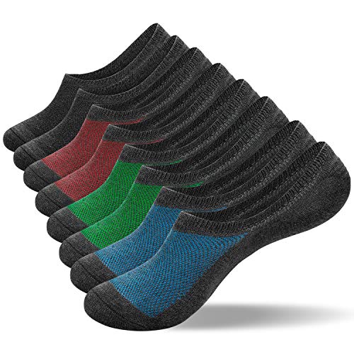 LANYI No Show Socks Men Women Boys Ankle Low Cut Cotton Socks Casual Non-Slip Socks Super Comfy Mens Socks 8 Pack (8 Pairs, L)