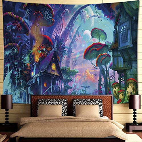 Book Cover INTHouse Psychedelic Forest Tapestry Wall Hanging Magic Land Tapestry Wall Decor for Bedroom College Dorm Room