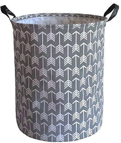 Book Cover KUNRO Large Sized Storage Basket Waterproof Coating Organizer Bin Laundry Hamper for Nursery Clothes Toys (Gray arrow)