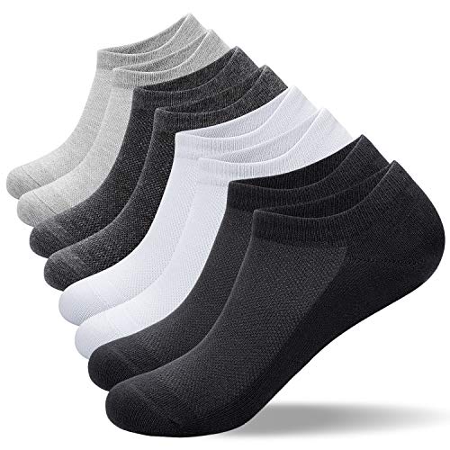 Anqier No Show Low Cut Socks Mens Womens Ankle Socks Non-Slip Casual Invisible Cotton Socks 8 Pack