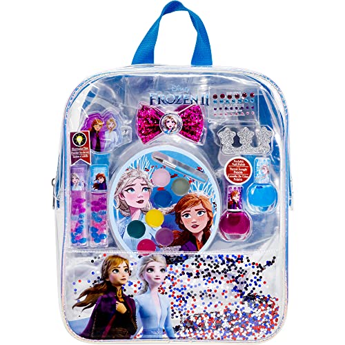 Book Cover Disney Frozen 2 - Townley Girl Backpack Cosmetic Makeup Set, Includes: Lip Gloss, Hair Bows, Nail Polish, Nail File, Lip Balm, Toe Spacer, Nail Stickers Ages 3+ for Parties, Sleepovers and Makeovers