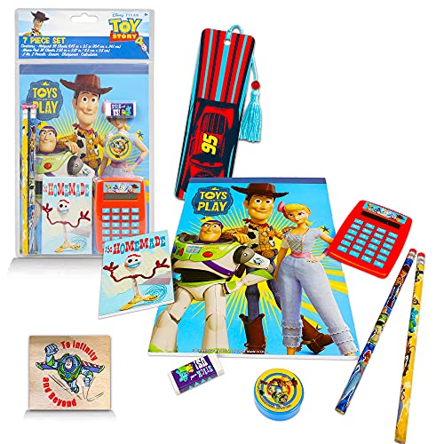 Disney Pixar Toy Story 4 School Supplies Value Pack -- 7 Pc Toy Story Stationery Set (2 Folders, Notebook, Pencils, Eraser and More)