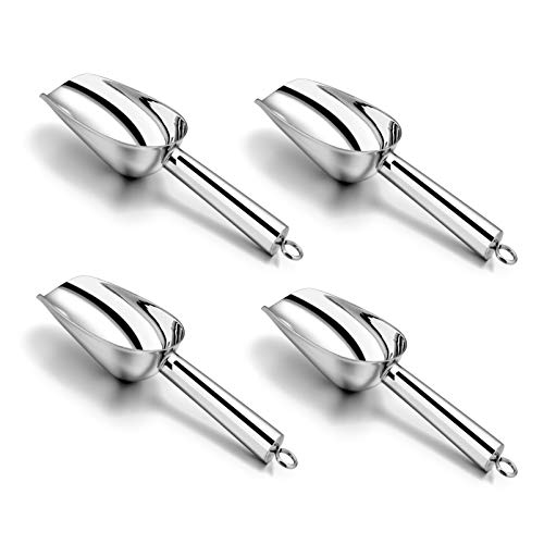 P&P CHEF Mini Canister Scoop Set of 4, Stainless Steel Small Candy Ice Scoop for Home Bar Buffet Wedding, Mirror Finish & Elegant Shape, Easy Clean & Dishwasher Safe - Silver, 3 Ounce