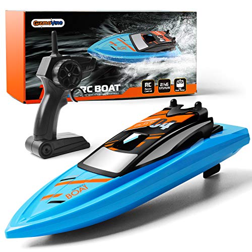Book Cover Gizmovine Remote Control Boats for Pools and Lakes, 2.4GHz High Speed RC Boats for Kids, Adventure Racing Boat Toys for Boys