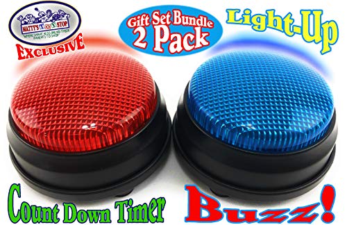 Book Cover Matty's Toy Stop Lights & Sounds Electronic 3 Mode Red & Blue Game Answer Buzzer and Count Down Timer Gift Set Bundle (Perfect for Games, Classrooms, etc.) - 2 Pack