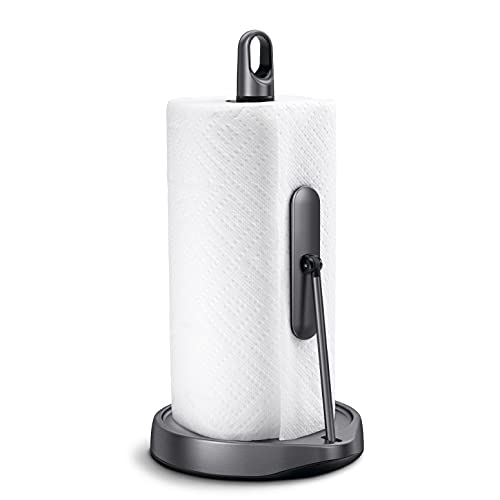 simplehuman Tension Arm Standing Paper Towel Holder, Black Stainless Steel
