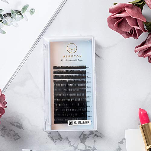 Eyelash Extensions 0.15mm C Curl 8-15mm Mixed Tray, Semi-Matte Black Natural Soft Individual Eyelashes Extension for Salon Professional Use Eye Lashes Extension