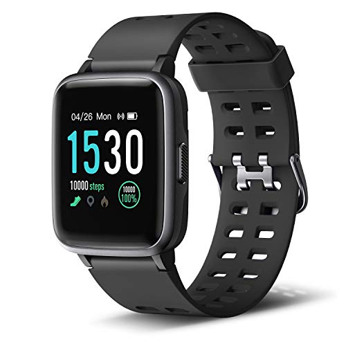 Letsfit Fitness Tracker HR, Activity Tracker with 1.3" Color Screen, 5ATM Waterproof Smart Watch with Heart Rate Monitor Sleep Monitor Step Calorie Counter Black