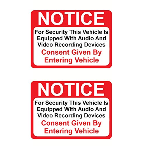 Book Cover (2 Pack Magnet) Notice Vehicle is Equipped with Audio and Video Recording Devices Consent by Entering 2½ X 3½