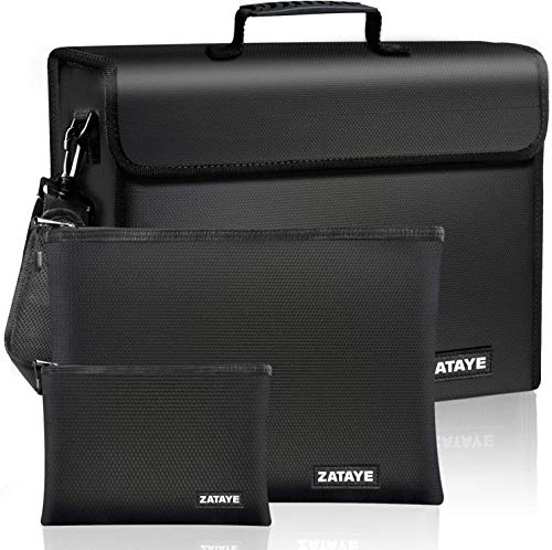 Fireproof Bags - XL Fireproof Document Bags,(17 x 12 x5 inch) Three Layers Fire Safe Bag and Waterproof Storage,Non-Itchy Silicone Coated Safe Box for Documents,Money and Valuables