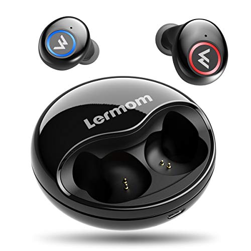 Book Cover Wireless Earbuds, Lermom Bluetooth 5.0 Headphones Wireless Auto Pairing True Stereo Sound Deep Bass Cordless Earphones Mini in Ear Headset with Microphone & Charging Case for Running and Sport