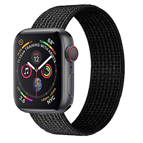 Muzzai Nylon Sport Band Compatible for Apple Watch Bands 38mm 40mm 42mm 44mm, Soft Lightweight Breathable Nylon Loop Replacement Wristband Compatible for Apple Watch iWatch Series 4/3/2/1