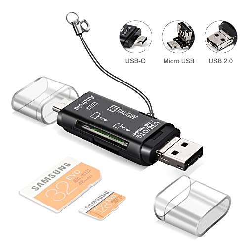 Micro SD Card Adapter,R Raugee Micro SD to USB Adapter USB 2.0 Portable Type C Mini SD Card Reader OTG for Memory Card Mac Computer Android Phone