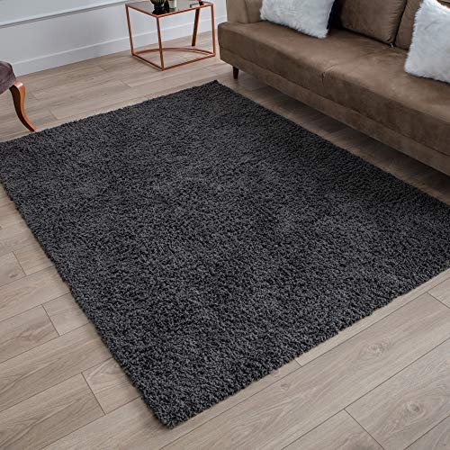 Perla Furniture Gray Shag Grey Shaggy Area Rugs 5X7,