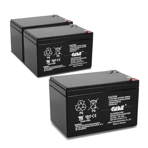 3 Pack 12V 10AH 12AH Casil F2 for Razor Battery Fits MX500 MX650, W15128190003-3 Pack
