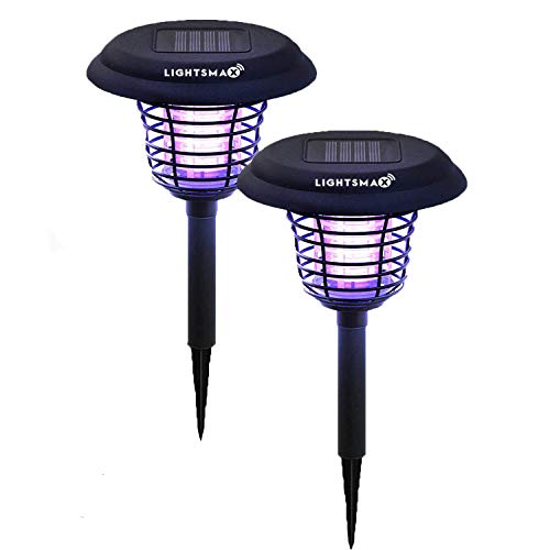 LIGHTSMAX Solar Powered Light, Mosquito and Insect Bug Zapper-LED/UV Radiation Outdoor Stake Landscape Fixture for Gardens, Pathways, and Patios (2)