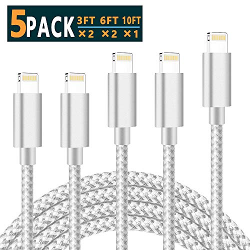 DEREN iPhone Charger Cable  Lightning Cable iPhone Fast Charging 3 ft 6ft 10 ft Compatible with iPhone Xs MAX XR X 8 8 Plus 7 7 Plus 6s 6s Plus 6 6 Plus MFi Certified Nylon Braided USB Charging 04