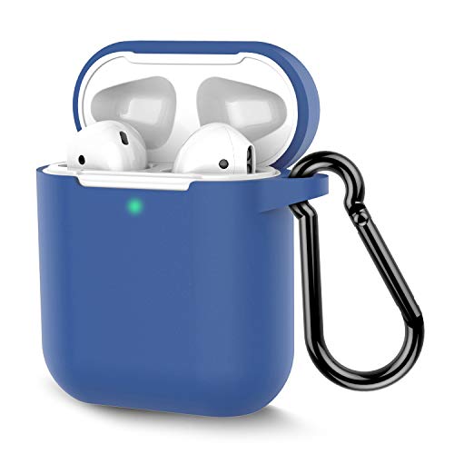 AirPods Case, Coffea Protective Silicone Cover Skin with Keychain for AirPods 2 Wireless Charging Case [Front LED Visible] (RoyalBlue)