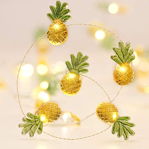 Pineapple String Lights Decoration, 10ft 40LEDs Flexible Wire with Remote and Battery/USB Powered 8 Flicker Modes for Tropical Themed Hospitalit Party, Summer, Christmas Tree Decor Bedroom Ornaments