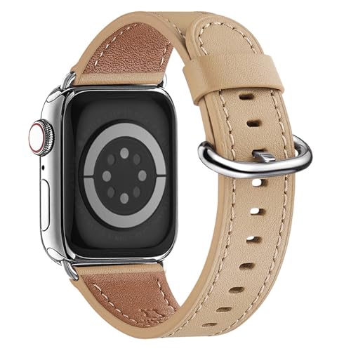 WFEAGL Compatible with Leather Apple Watch Band 41mm 40mm 38mm 42mm(series 11 10) Women, Top Grain Leather Strap Slim & Thin Replacement Wristband for iWatch Bands SE 3 2 1, Series 11 10 9 8 7 6 5 4 3 2 1