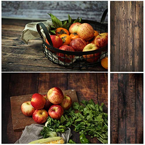 Allenjoy 34.4x15.7in Double Sided Wooden Photography Background 2 in 1 Texture Pattern Waterproof Paper Tabletop Backdrop Food Jewelry Cosmetics Makeup Small Product Props Professional Photo Shoot
