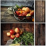 Allenjoy 34.4x15.7in Double Sided Wooden Photography Background 2 in 1 Texture Pattern Waterproof Paper Tabletop Backdrop Food Jewelry Cosmetics Makeup Small Product Props