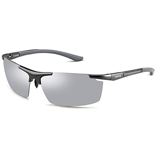 SOXICK Men's Sports Polarized Sunglasses - Fashion UV Protection Rectangular Half Frame Sun Glasses