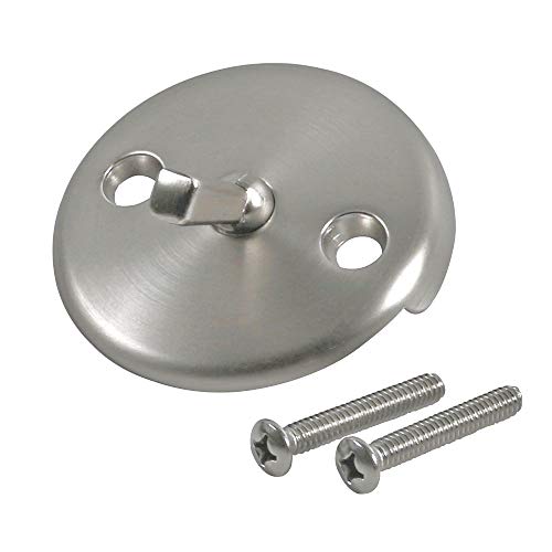 Qualihome Bath Tub Waste Overflow Drain Trip Lever Face Plate for Bathtub with Matching Screws for Faceplate, Satin Nickel Finish