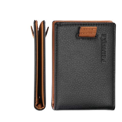 Cozierr Minimalist RFID Wallet Card Holder - Wallets For Men - Removable Money Clip - Pull Out Card Strap - Black
