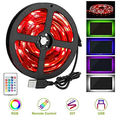 KIPRUN LED Strip Lights, 1M/3.28ft RGB LED Light Strip for 40-60in TV Lights Bias Lighting for TV Backlight with Remote, 16 Color 5050 Bias HDTV, USB LED Light Strip for TV LED Backlight