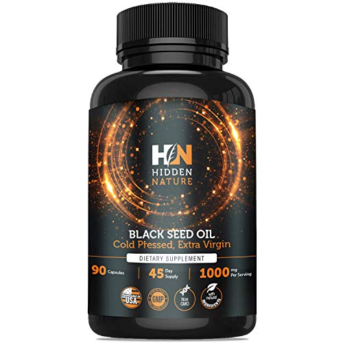 Black Seed Oil Capsules ǀ Potent 1000Mg Cold-Pressed Black Cumin Seed Oil blackseed Oil for Immune System Booster, Antioxidant, Joints, Weight Loss, Hair & Skin ǀ 90 Extra Virgin Black Seed Oil Pills
