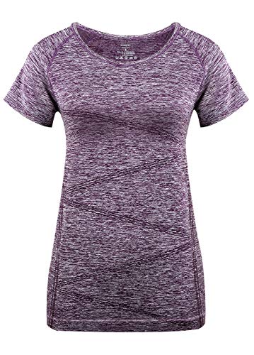 Disbest Raglan Short Sleeves Yoga Shirts Round Neck Running Tees High Performance Sport Workout Tops for Women - Purple - Small