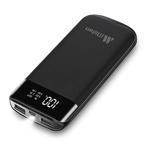 Power Bank 20000mAh Portable Charger Battery Pack 2 Output Ports Huge Capacity Backup Battery with LCD Display & Flashlight Compatible Smart Phone Almost All Android Phone and Others